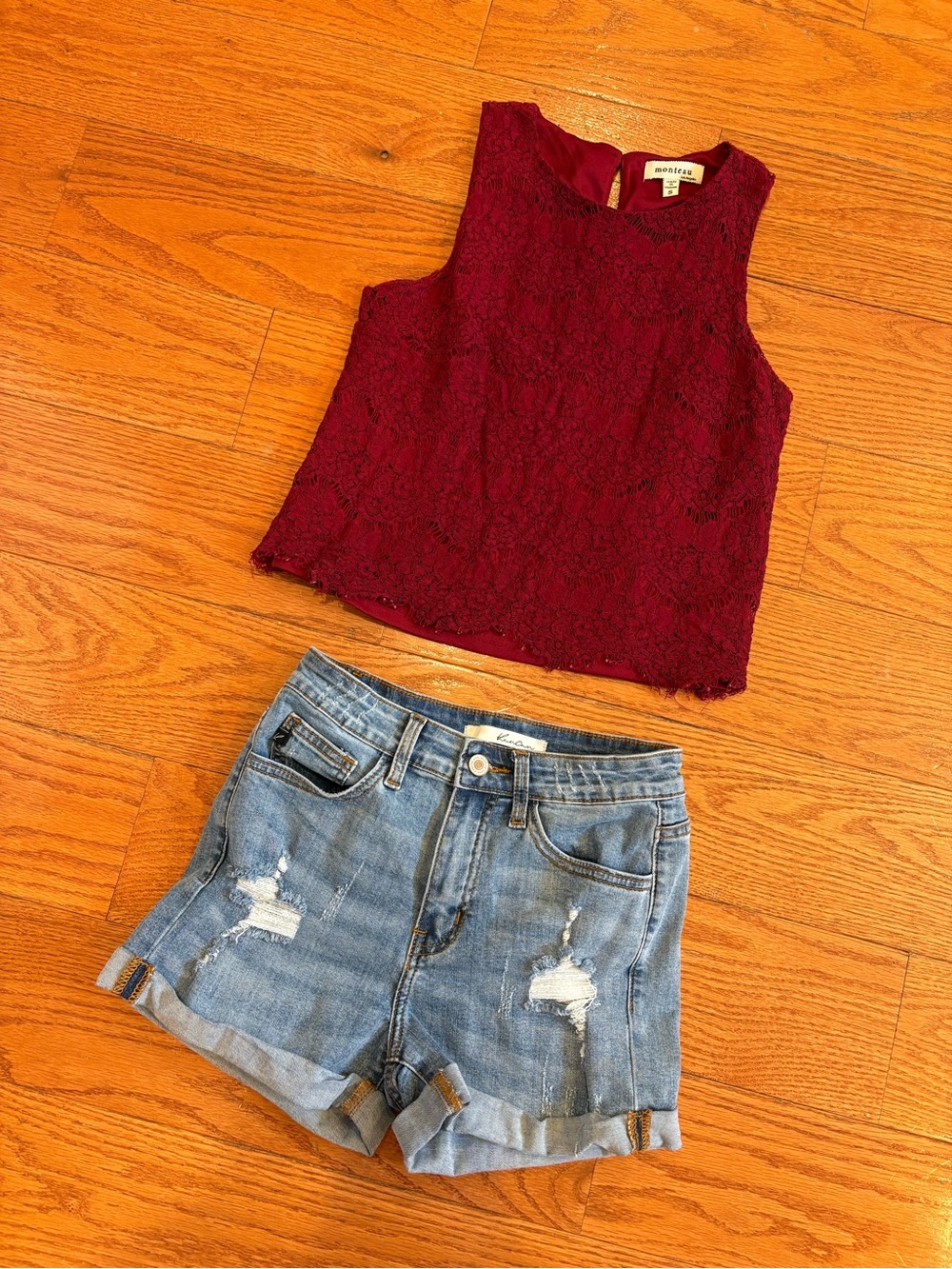 Monteau Lace Tank & KanCan Denim Shorts Outfit | Summer | Festival Boho Chic
